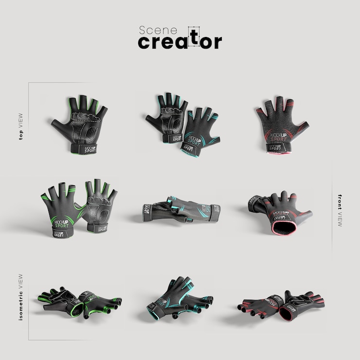 PSD gratuit maquette de gants d'entraînement noirs