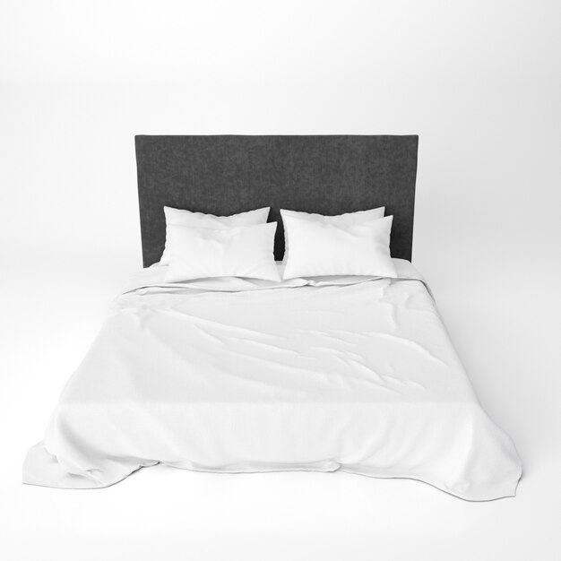 Maquette de lit vide avec appuie-tête de lit noir