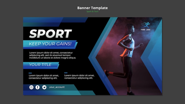 PSD gratuit maquette de modèle de bannière de concept sport & tech