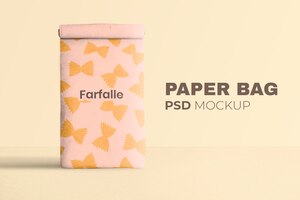PSD gratuit maquette de sac en papier réutilisable psd enroulé en motif de pâtes