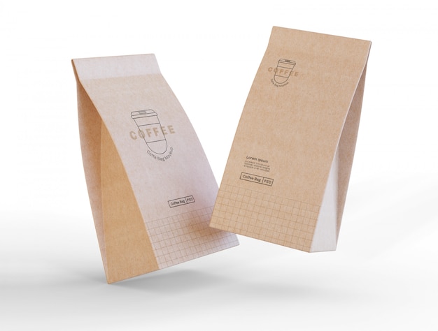 Maquette de sacs à café en papier