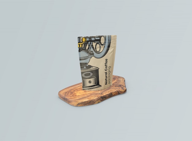 Maquette de sacs de café sur table d'olive Psd