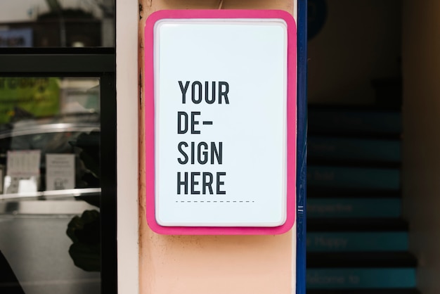 PSD gratuit maquette de signe de magasin moderne avec cadre rose 