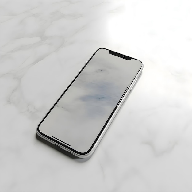 Maquette De Smartphone Sur Fond De Marbre Blanc Rendu 3d