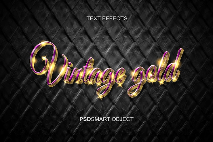 PSD gratuit maquette de style de texte 3d en or vintage de luxe