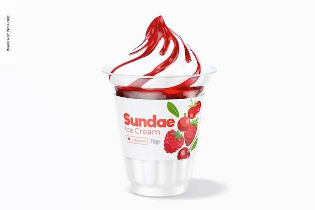 Maquette de tasse de crème glacée sundae, vue de face