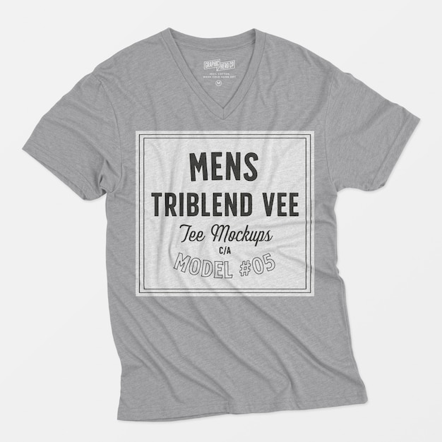 PSD gratuit maquette tee-shirt vee triblend pour homme