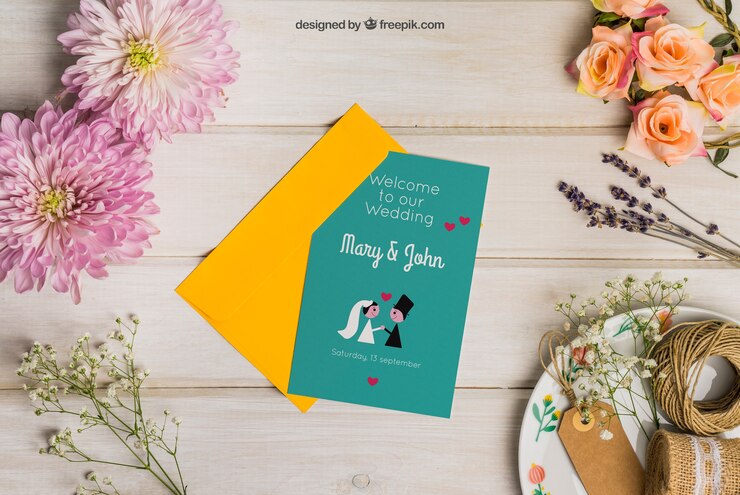 PSD gratuit maquillage de mariage de papeterie avec enveloppe