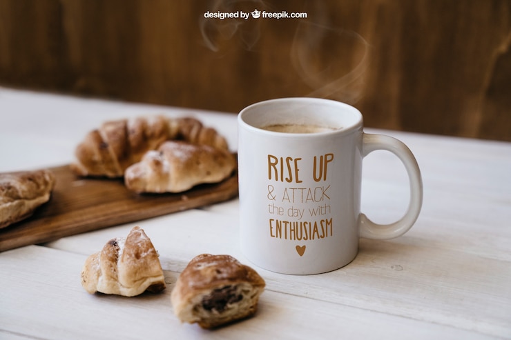 PSD gratuit maquillage de petit déjeuner aux croissants