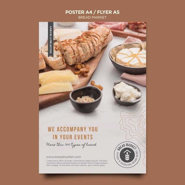PSD gratuit marché du pain avec modèle de flyer logo
