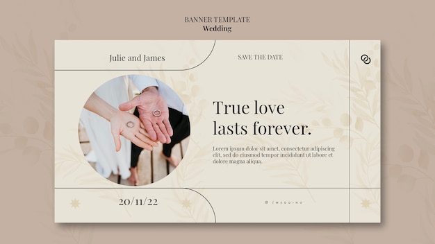 PSD gratuit mariage enregistrer la bannière horizontale de date