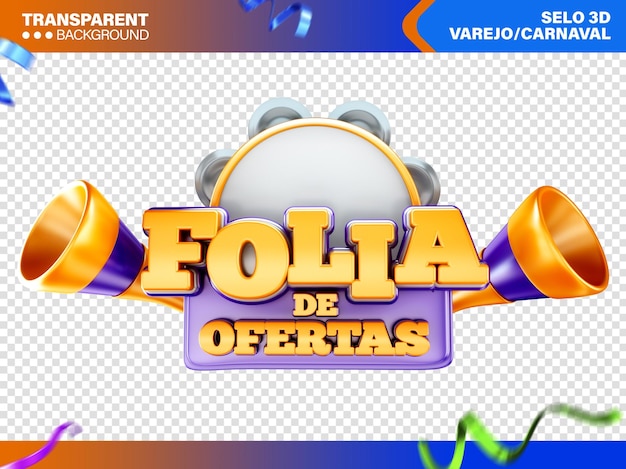 PSD gratuit marque 3d réjouissance des offres carnaval brésil promotion du supermarché folia de carnaval pas de brésil