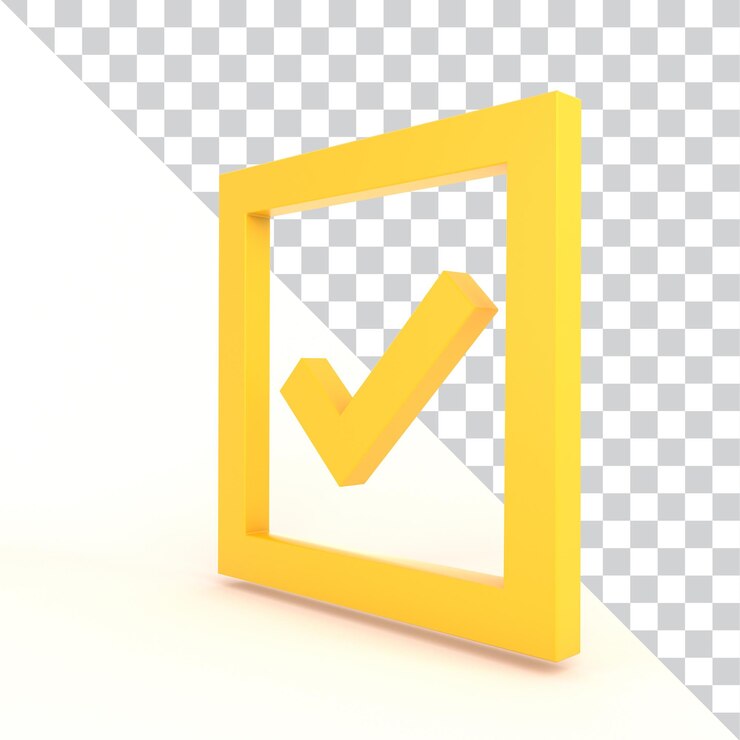 PSD gratuit marque jaune dans une boîte carrée