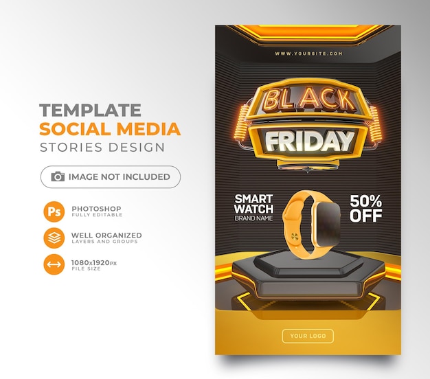 Les médias sociaux publient la conception de modèle de rendu 3d vendredi noir pour la campagne de marketing