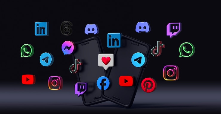 PSD gratuit les médias sociaux et le téléphone