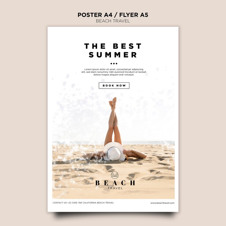 PSD gratuit le meilleur modèle d'affiche d'été avec fille