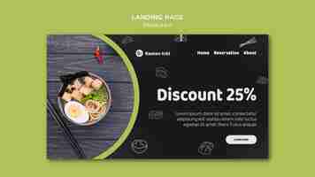 PSD gratuit meilleur modèle de page de destination de restaurant ramen