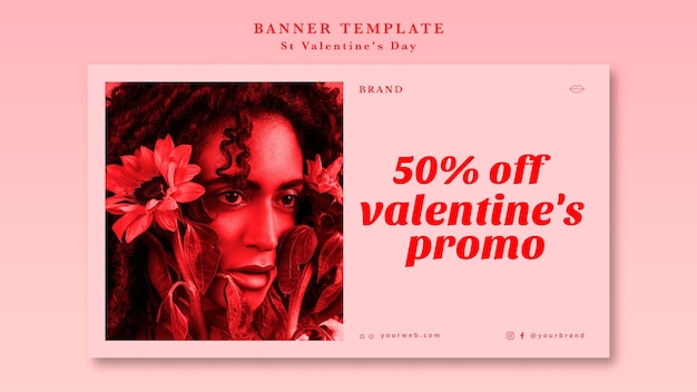 PSD gratuit meilleure offre offre de saint valentin avec modèle de bannière femme