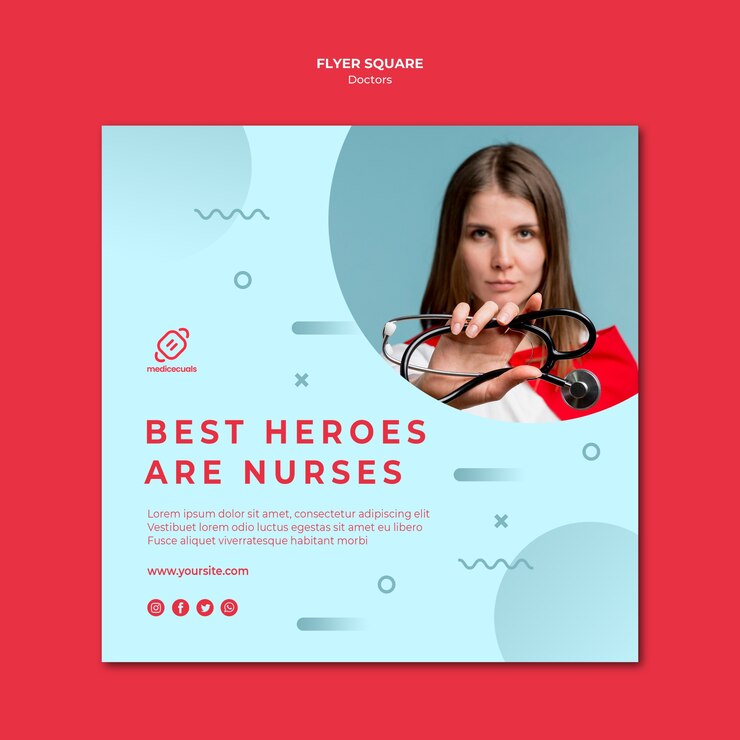 PSD gratuit les meilleurs héros sont le modèle de flyer carré de trucs médicaux
