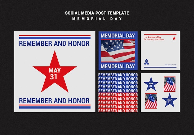 PSD gratuit memorial day instagram posts