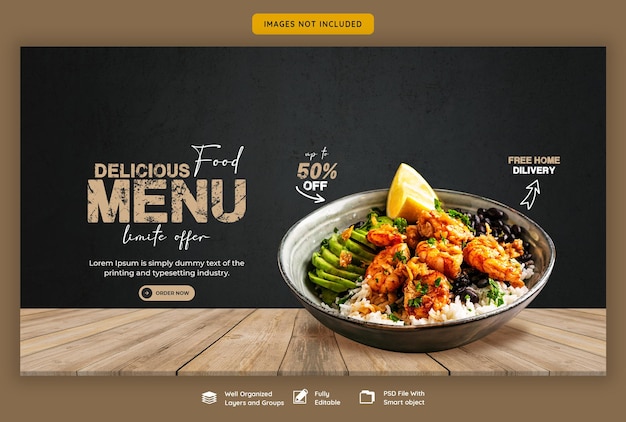 PSD gratuit menu alimentaire et modèle de bannière web restaurant