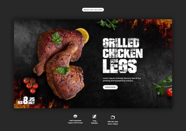 PSD gratuit menu alimentaire et modèle de bannière web restaurant