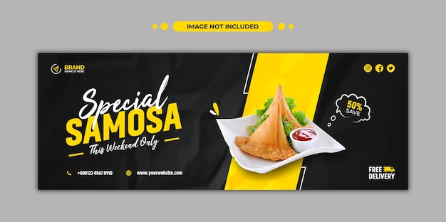 Menu alimentaire et restaurant samosa publication instagram sur les médias sociaux et modèle de bannière web