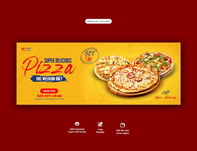 PSD gratuit menu de nourriture et modèle de bannière de couverture facebook de délicieuses pizzas