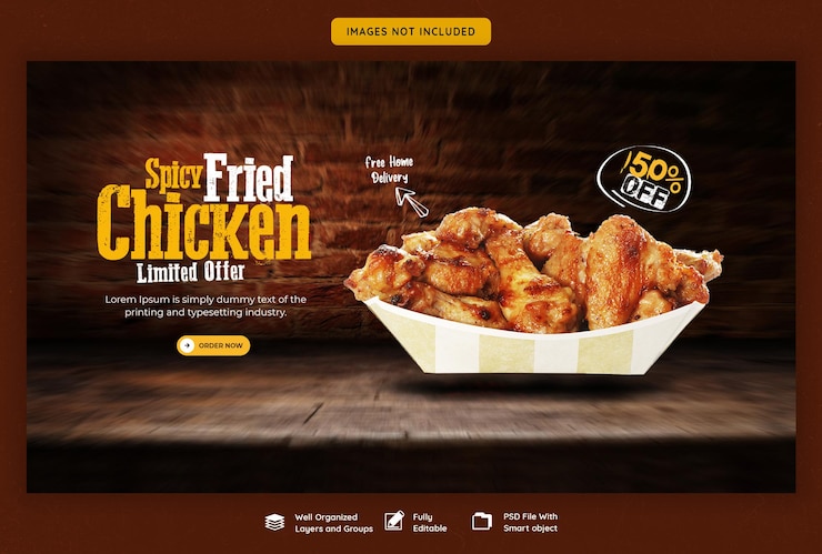 PSD gratuit menu de nourriture et modèle de bannière web de restaurant