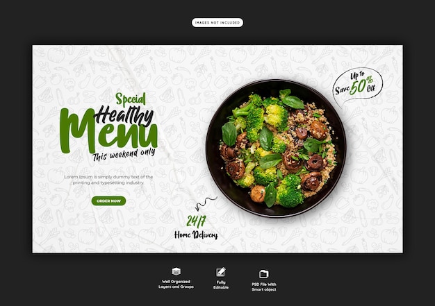 Menu De Nourriture Et Modèle De Bannière Web De Restaurant