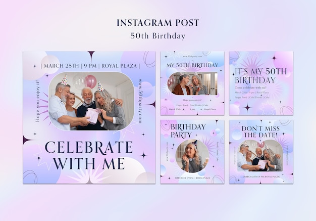 PSD gratuit messages instagram de célébration du 50e anniversaire