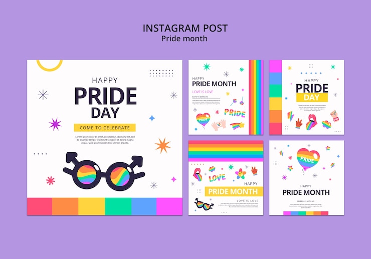 PSD gratuit messages instagram de célébration du mois de la fierté