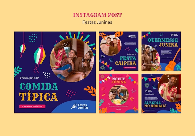 PSD gratuit messages instagram de la célébration de festas juninas