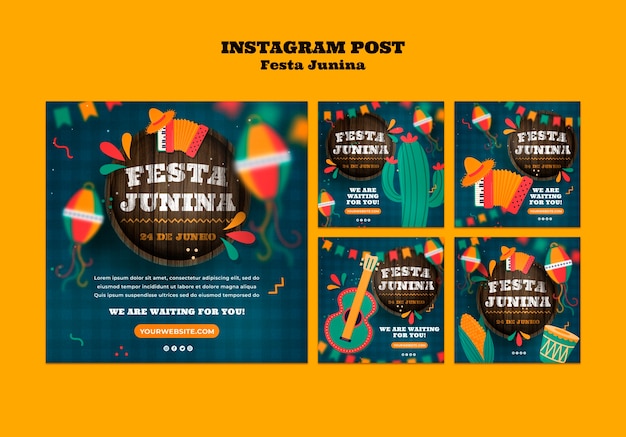 PSD gratuit messages instagram de la célébration de festas juninas