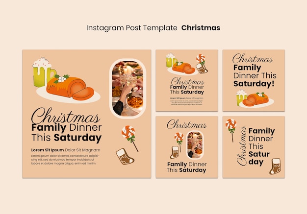 PSD gratuit messages instagram de célébration de noël