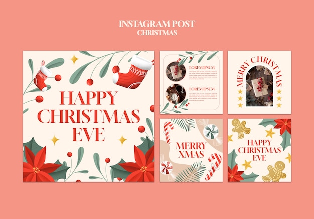 PSD gratuit messages instagram de célébration de noël