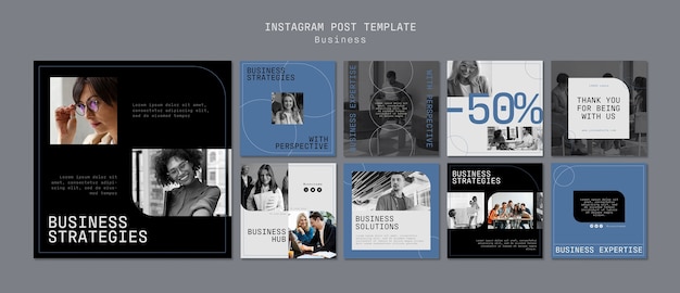 Messages instagram de concept d'entreprise minimal