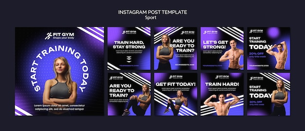 PSD gratuit messages instagram de concept de sport