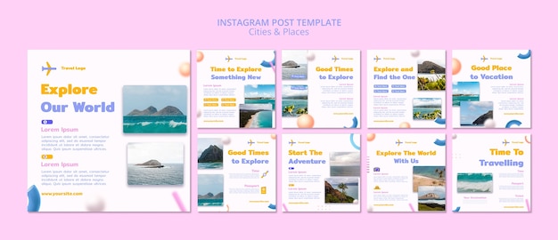 PSD gratuit messages instagram de concept de voyage