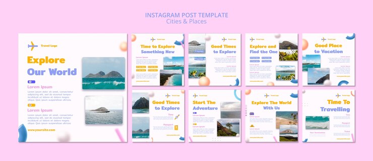 PSD gratuit messages instagram de concept de voyage