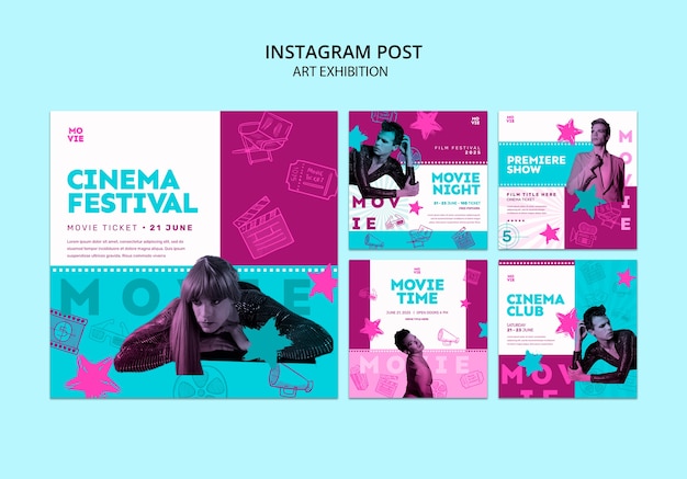 PSD gratuit messages instagram du festival du film dessinés à la main