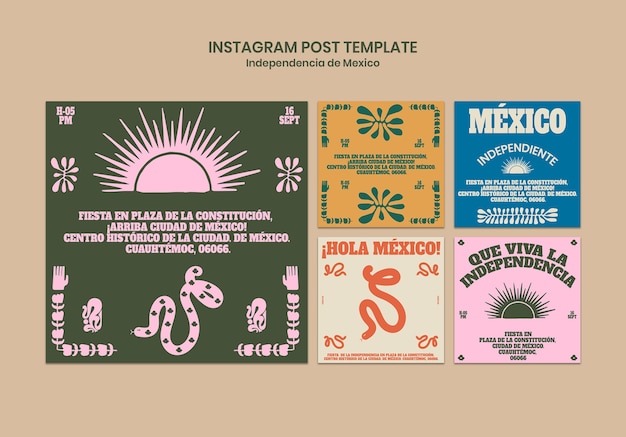 Messages Instagram Du Jour De L'indépendance Du Mexique Au Design Plat