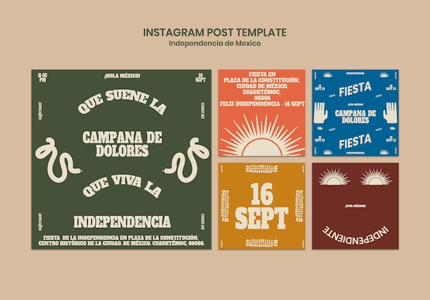 Messages instagram du jour de l'indépendance du mexique au design plat