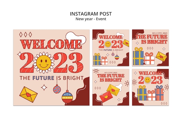 PSD gratuit messages instagram du nouvel an 2023