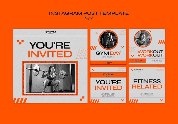 PSD gratuit messages instagram d'entraînement de gym