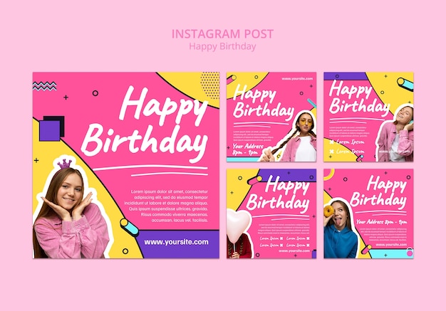 Messages Instagram De Fête D'anniversaire Design Plat