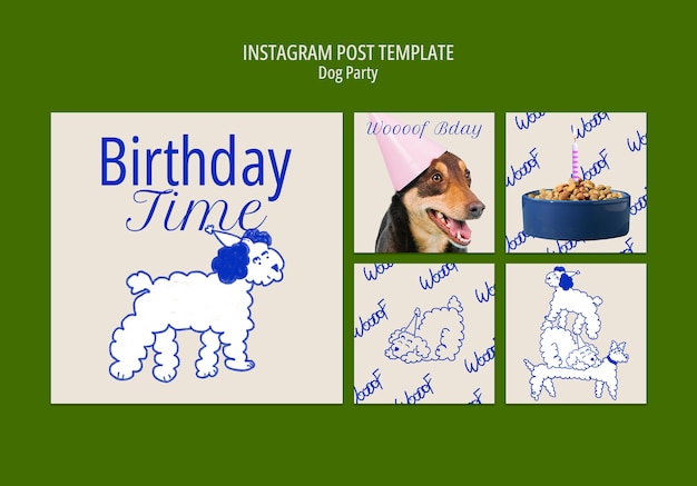 Messages Instagram De Fête De Chien Dessinés à La Main