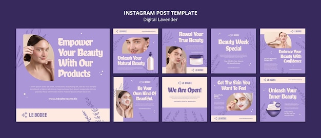 PSD gratuit messages instagram de lavande numérique