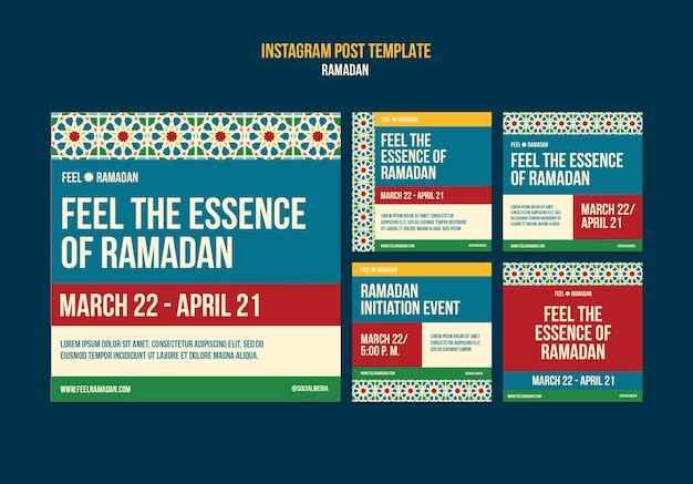 PSD gratuit messages instagram pour la célébration du ramadan