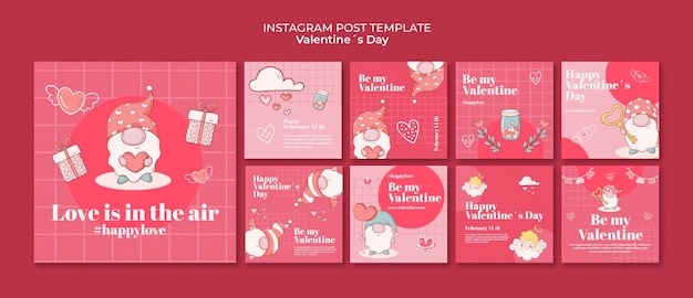 PSD gratuit messages instagram pour la célébration de la saint-valentin